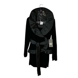 BRAND NEW! Lord & Taylor Black Velvet Taffeta Wrap Jacket Matching Velvet Skirt